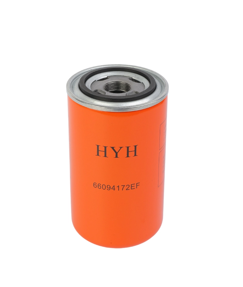 An orange-cased oil filter